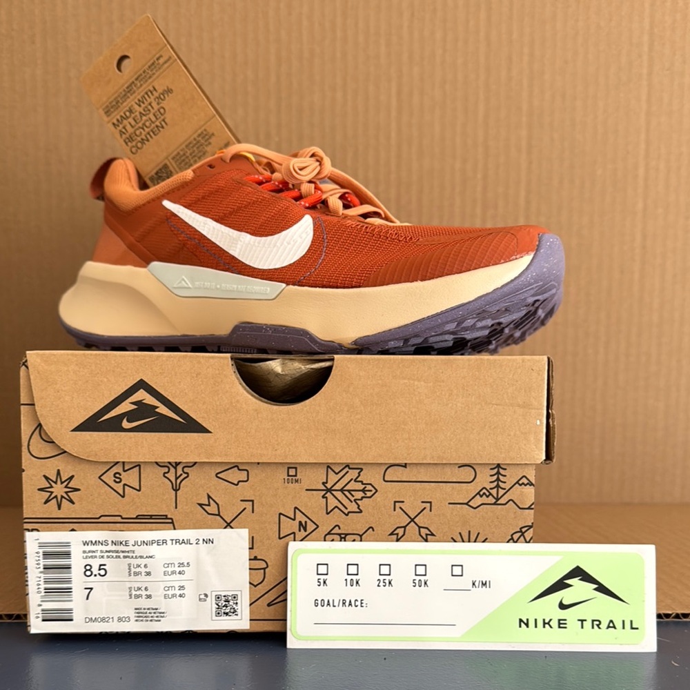 NWT- Nike Orange and White Athletic Shoes for Trail Running